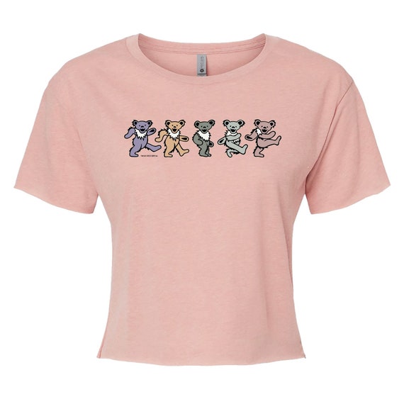 Grateful Dead Pastel Dancing Bears Women's Short Shirt | Cropped