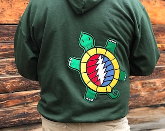 Grateful Dead Extra Large Patch, Terrapin Lightning Bolt Back Patch | 13 Point, Turtle, Oversized, Embroidered, Iron On