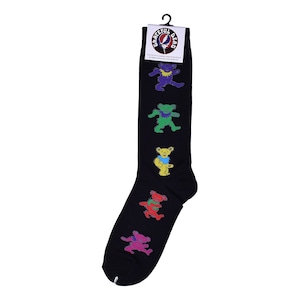 May include: Black knee-high socks with a repeating pattern of colorful dancing bears. The socks feature the Grateful Dead logo and the text "Grateful Dead".