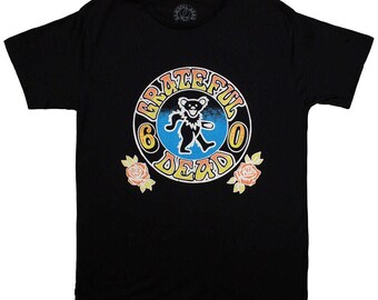 Grateful Dead 60TH ANNIVERSARY Bear Roses Black Shirt - GD60 Official Tee, Bob Weir, San Francisco, Dead & Co, Dancing Bear, size M, L, XL