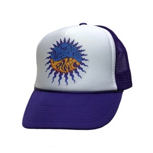 Widespread Panic Trucker Hat, Widespread Panic Melting into the Sun Trucker Cap | WSMFP, Snap back, Purple