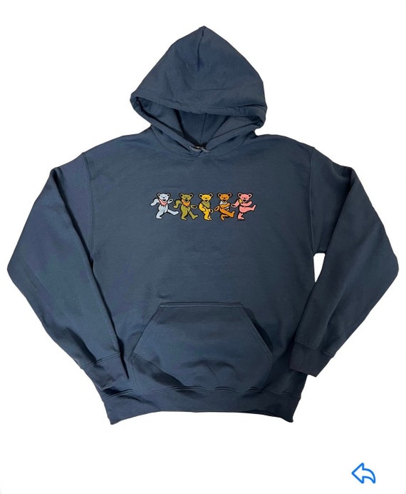 Grateful Dead Dancing Bears Natural Hues Hoodie, Deadhead Hooded Sweatshirt  S, M, L, XL, 2XL, 3XL, Earth tones, Blue, Adult Unisex