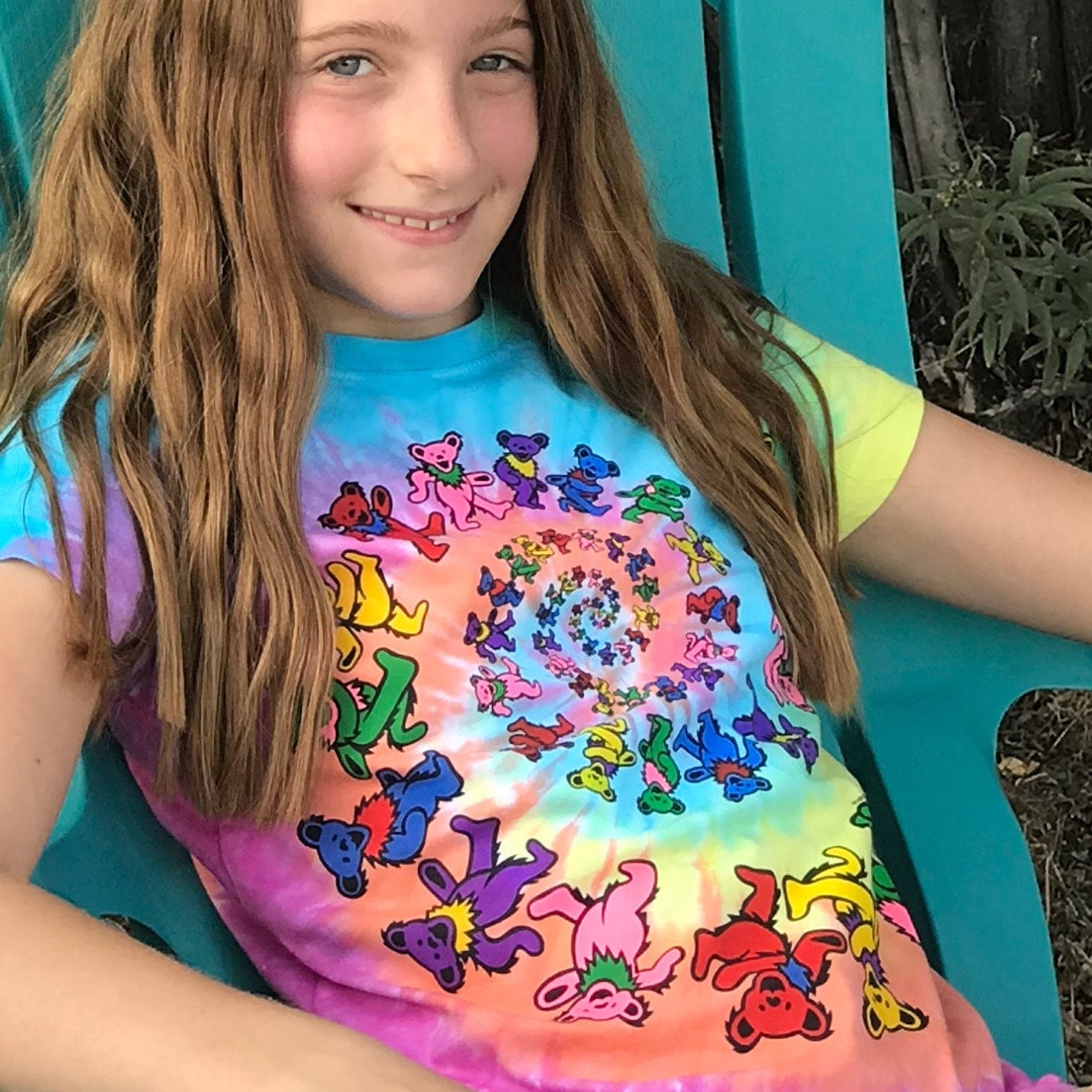 Grateful Dead Kids Tie Dye Spiral Dancing Bears T Shirt | Classic