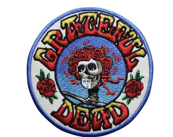 Skull and Roses Classic Patch, Grateful Dead Bertha, Original Round Logo - 2 sizes | Embroidered, Iron On, Applique