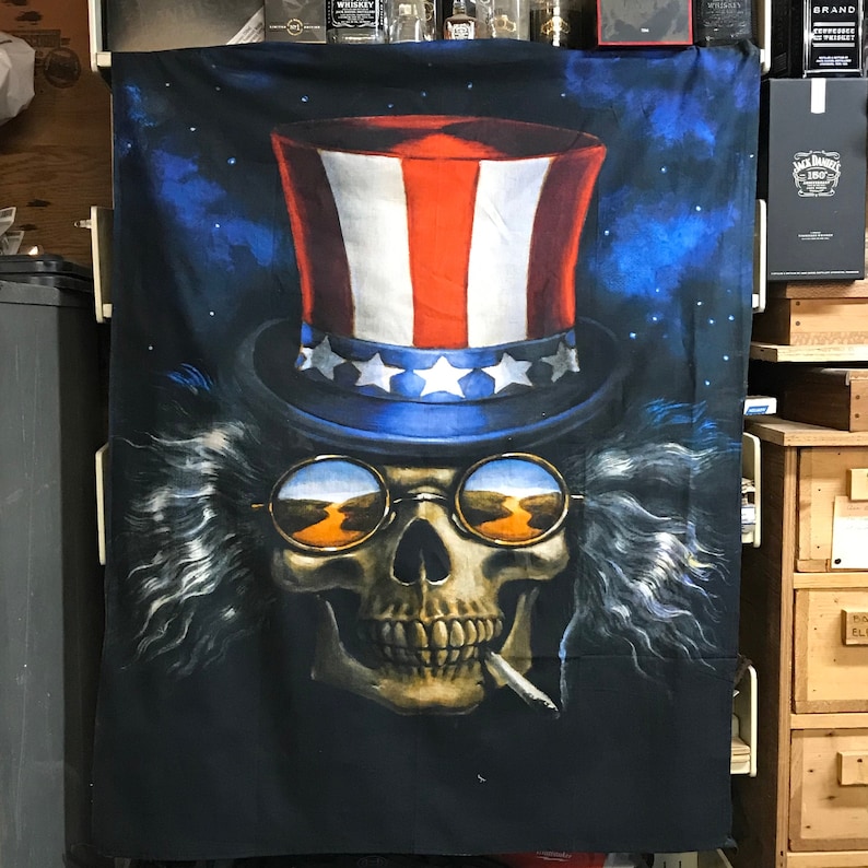Grateful Dead Tapestry Wall Hanging Uncle Sam Skeleton Etsy