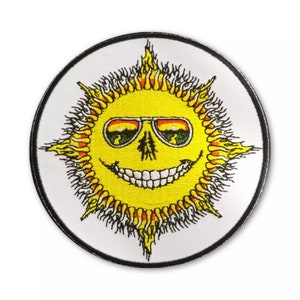Smiling Skeleton Sun Patch, Grateful Dead Tour, Original, Jerry Jaspar, Vintage Dead, Embroidered, Iron On, Applique