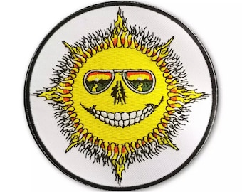 Smiling Skeleton Sun Patch, Grateful Dead Tour, Original, Jerry Jaspar, Vintage Dead, Embroidered, Iron On, Applique