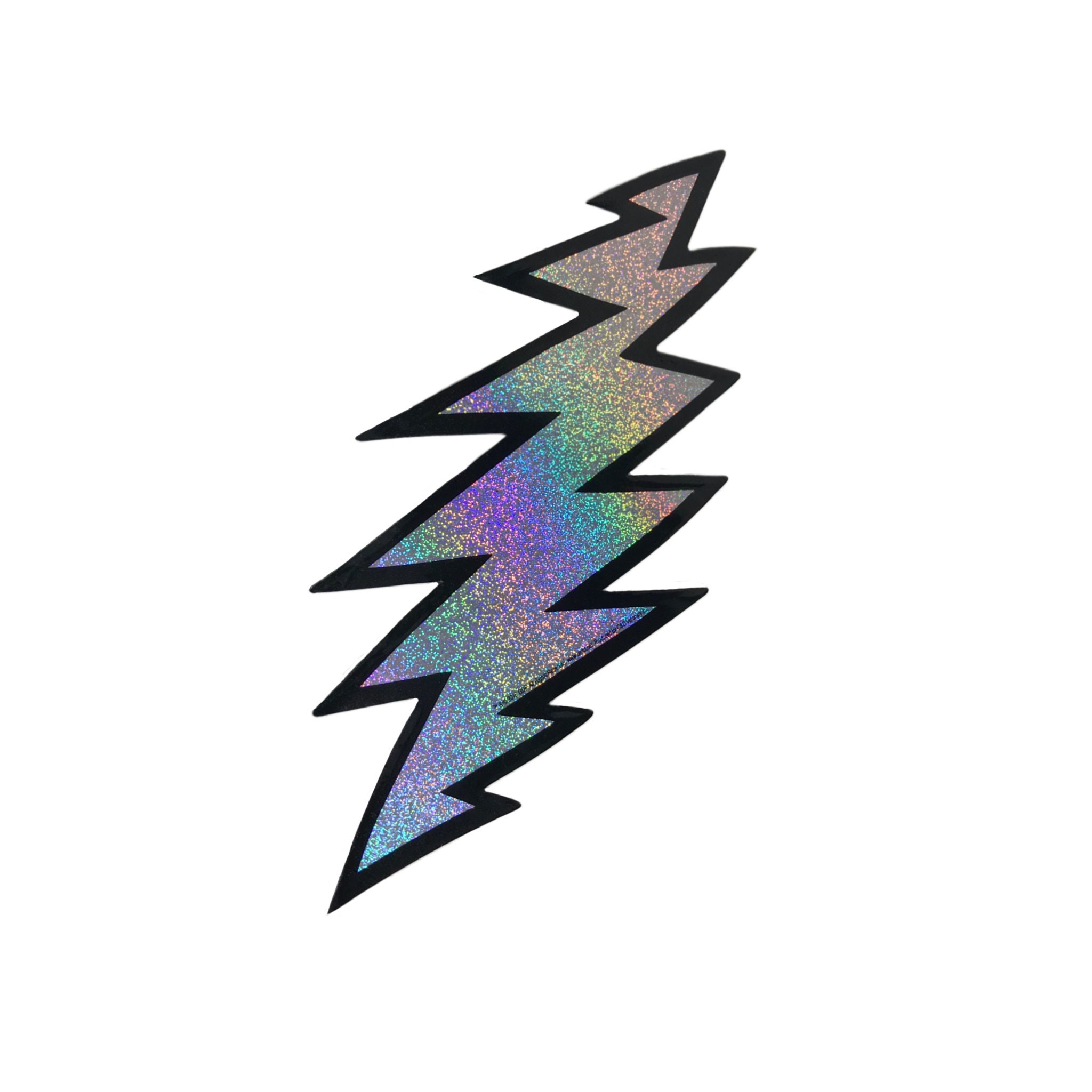 Holographic Silver Glitter Bolt Grateful Dead Sticker | Sparkle