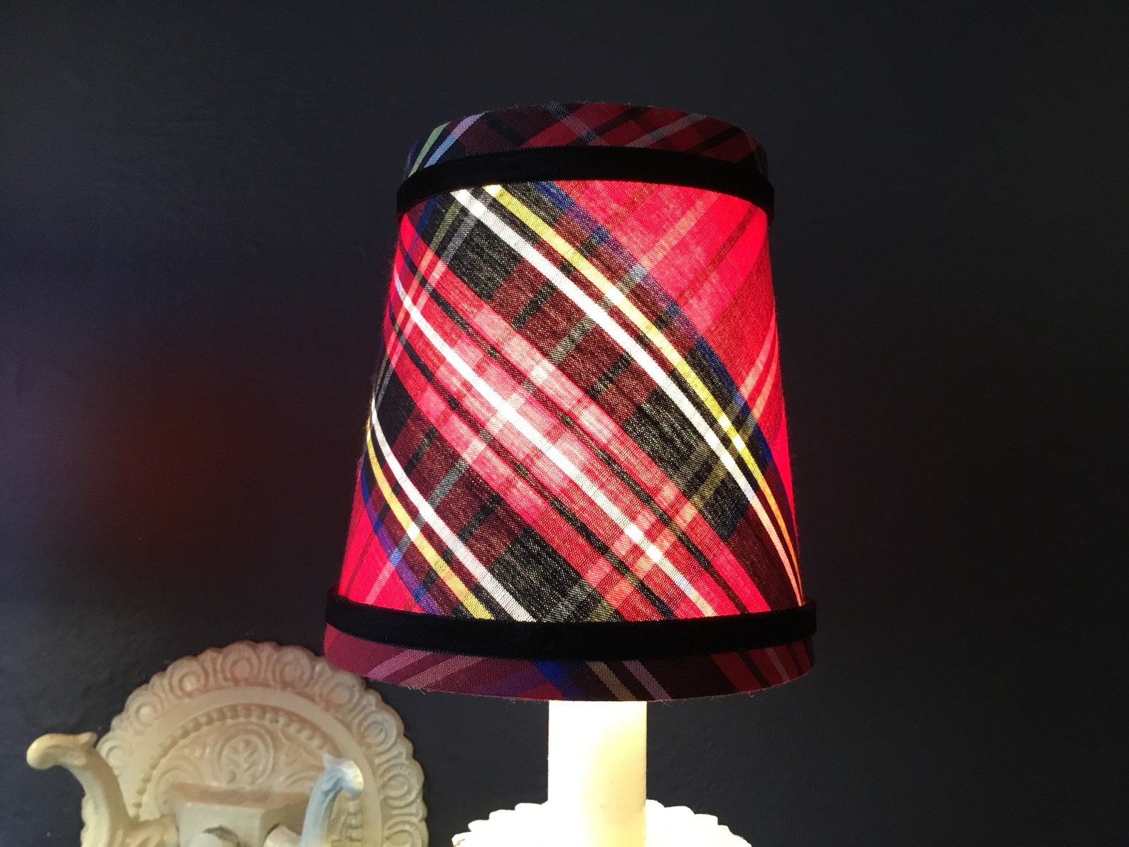 Small Red tartan chandelier lampshade plaid shade tartan Etsy