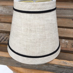 Linen cream Lampshade black trim linen chandelier lampshade