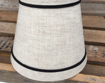 Linen Chandelier Lampshade with Black Trim