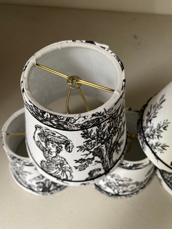 Toile chandelier sales lamp shades