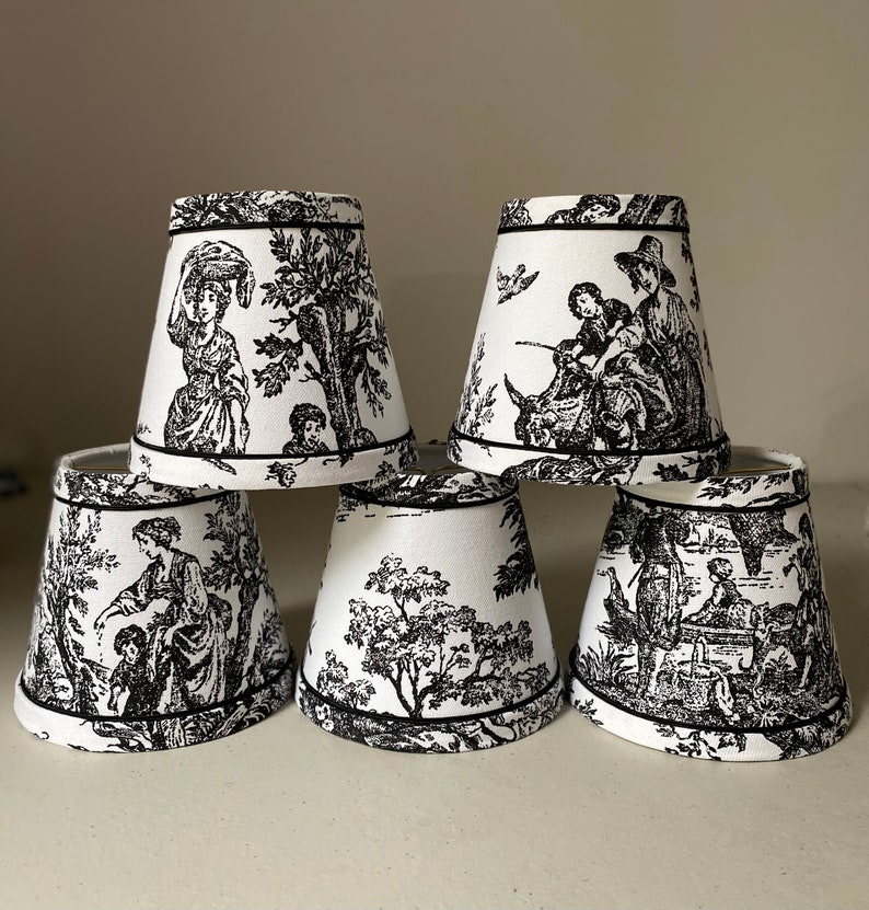French toile chandelier lampshades Black and White toile image 3