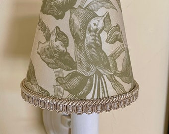 Taupe sage silk lampshade made with a beautiful dupioni silk chandelier Lampshade