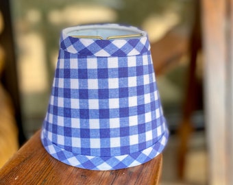 Faded royal Blue lampshade blue and white petite check chandelier lampshades
