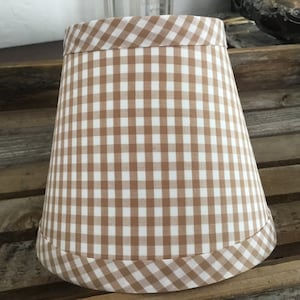 Beige and white gingham petite check chandelier lampshades