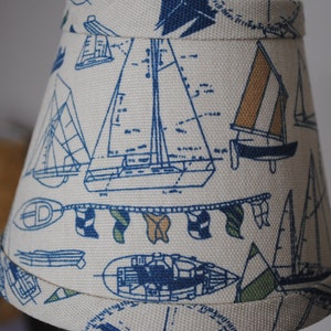 Nautical ship Waverly Topsail chandelier lampshade cream and blue cottage lampshade