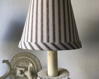 Classic Black and cream ticking stripe chandelier lampshade cottage lampshade