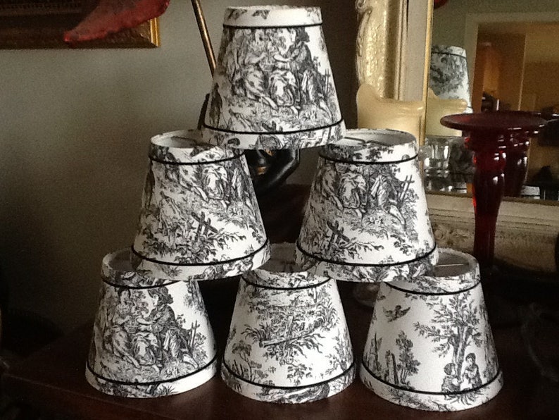 French toile chandelier lampshades Black and White toile image 2