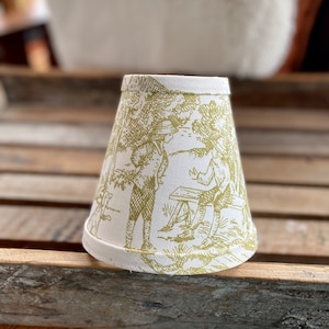 Chandelier lampshade green and white  french toile lampshade with clip fitter for a chandelier lightbulb