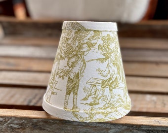 Chandelier lampshade green and white  french toile lampshade with clip fitter for a chandelier lightbulb