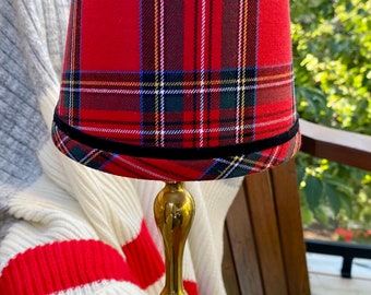 Red tartan plaid clip fitter lampshade plaid shade tartan Christmas lampshade