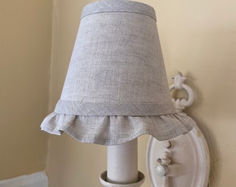 Natural country linen lampshade with matching 1” ruffle