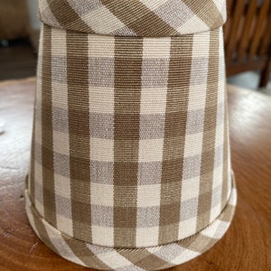 Taupe and cocoa chandelier lampshade gingham check