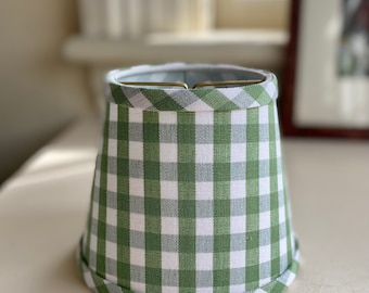 Kiwi green lampshade gingham check chandelier lampshade clip fitter