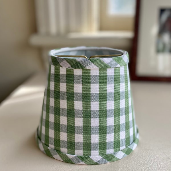 Kiwi green lampshade gingham check chandelier lampshade clip fitter