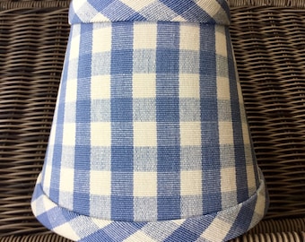 French blue lampshade gingham check chandelier lampshade clip fitter