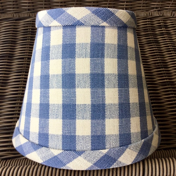 French blue lampshade gingham check chandelier lampshade clip fitter