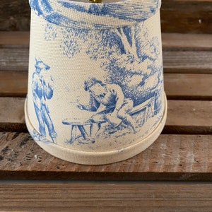 Blue toile chandelier lampshade Stof France Festin Bleu cotton duck wall sconce lampshade image 3