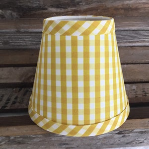 Mustard and white gingham petite check chandelier lampshades