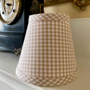 Beige and white gingham petite check chandelier lampshades