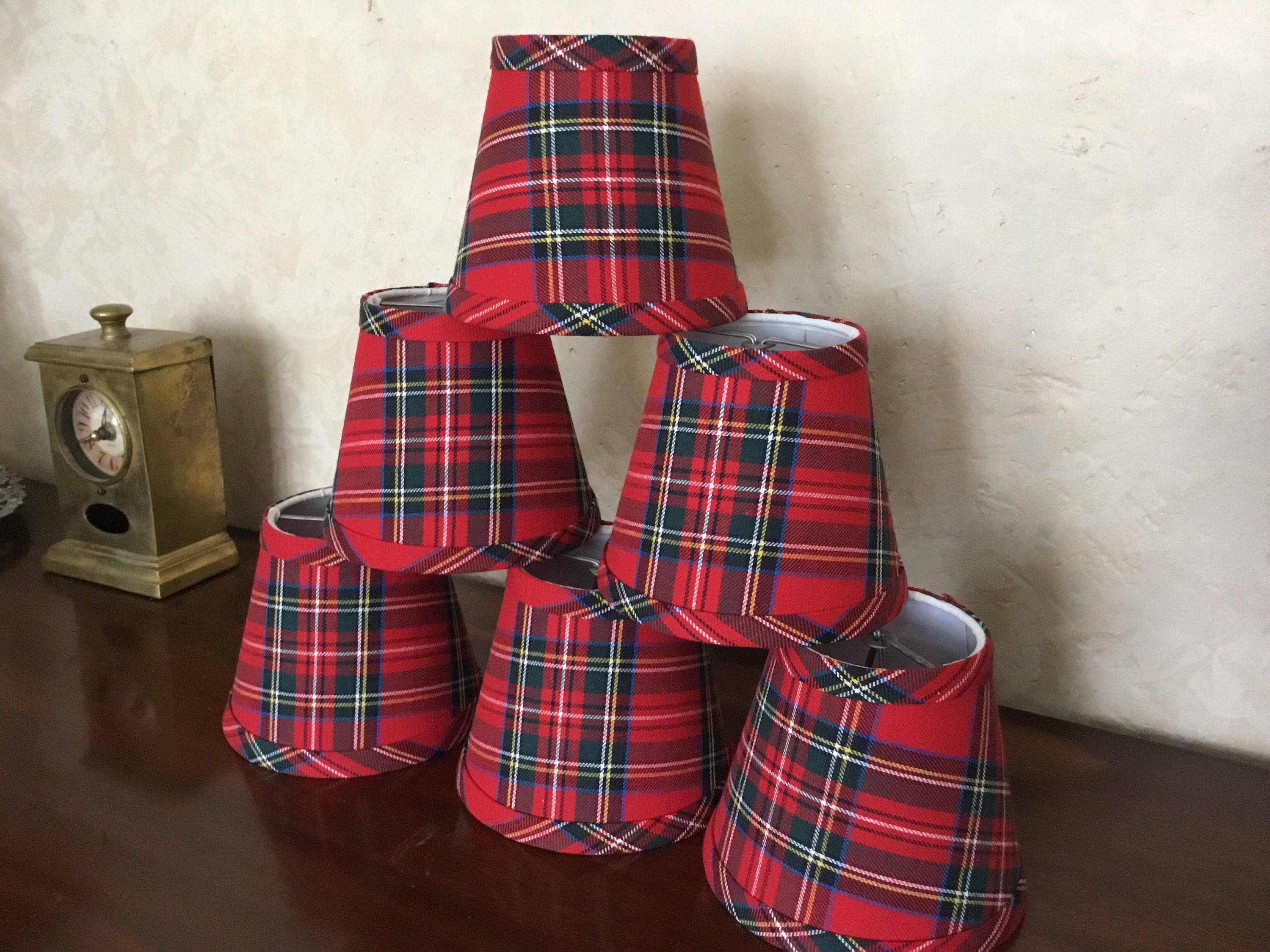 Red Tartan Chandelier Lampshade Plaid Shade Tartan Chandelier Etsy