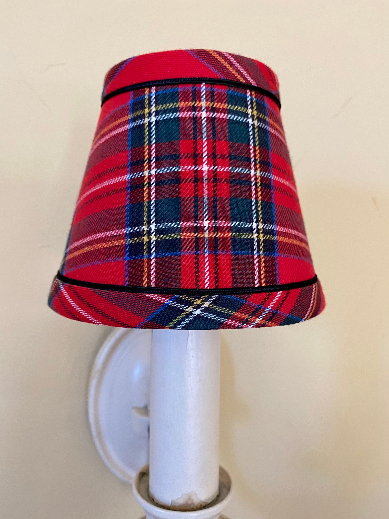 Red Tartan Chandelier Lampshade Plaid Shade Tartan Chandelier Etsy