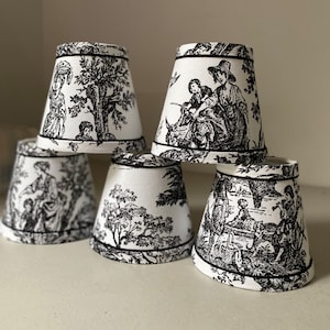 French toile chandelier lampshades Black and White toile
