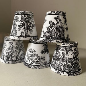 French toile chandelier lampshades Black and White toile