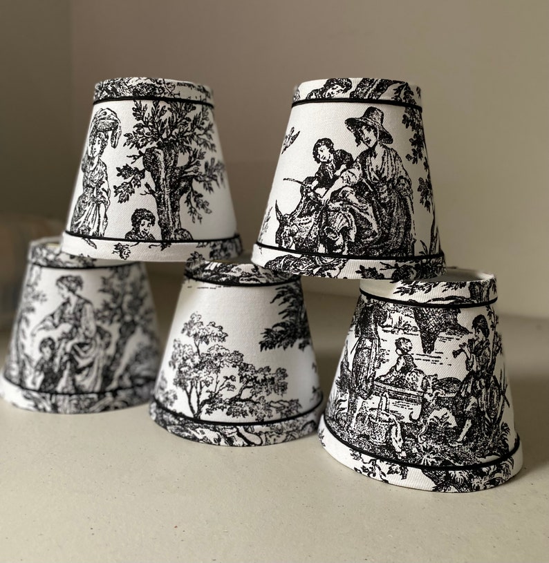French toile chandelier lampshades Black and White toile image 1