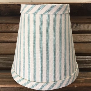 Classic aqua and cream ticking stripe chandelier lampshade cottage lampshade