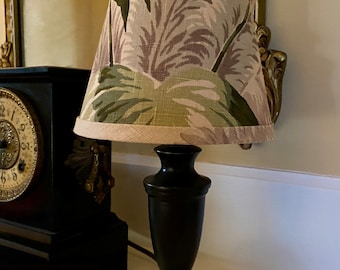 Tropical linen clip lampshade vintage look