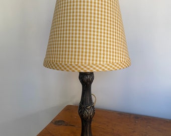 Mustard gingham clip lampshade