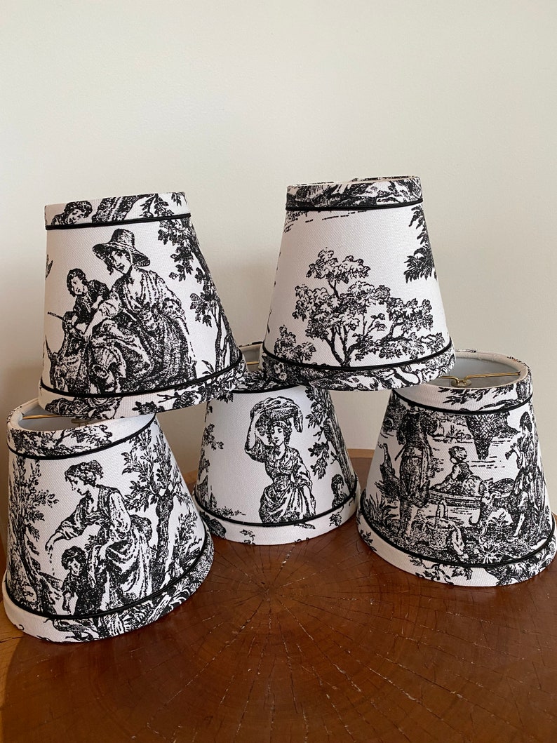 French toile chandelier lampshades Black and White toile image 4