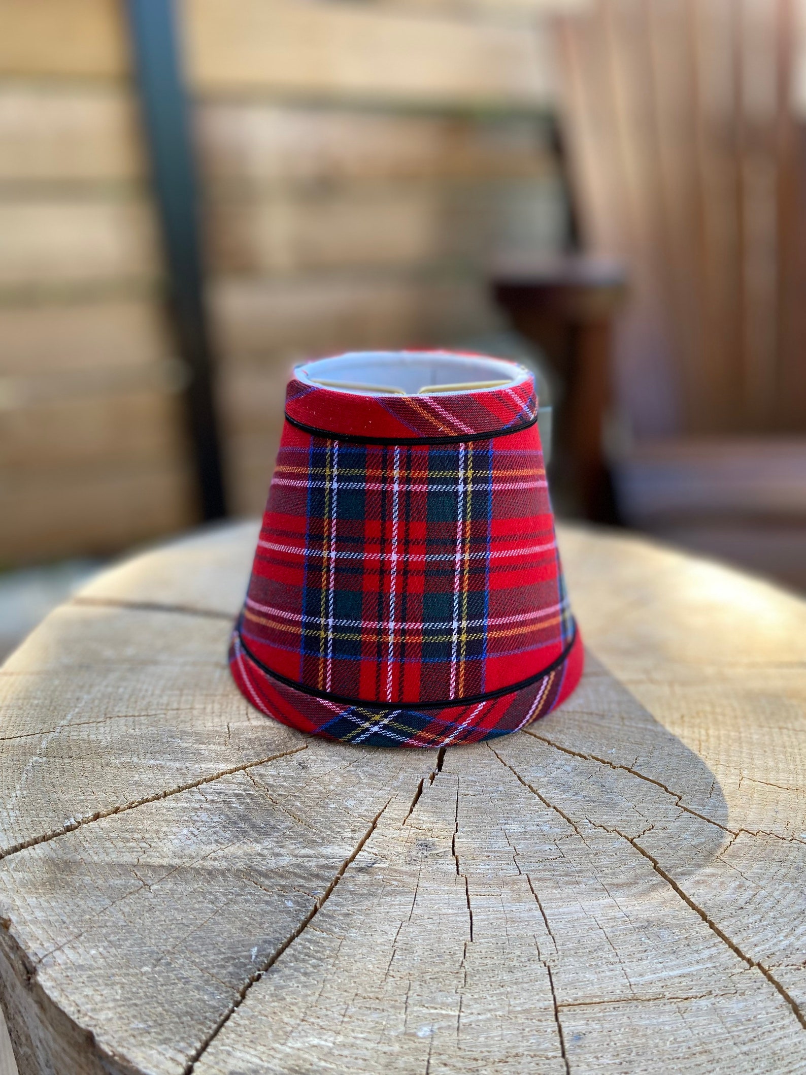 Red Tartan Chandelier Lampshade Plaid Shade Tartan Chandelier Etsy