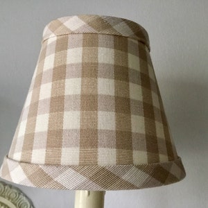 Gingham Chandelier Lampshade: Beige & Cream Check Weave