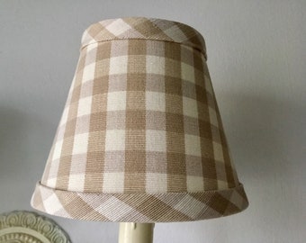 Gingham Chandelier Lampshade: Beige & Cream Check Weave