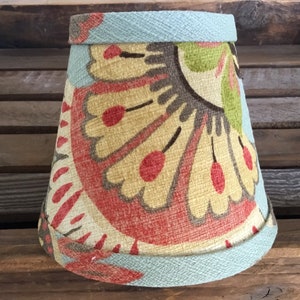 Chandelier shade aqua and coral floral bark cloth sconce lampshades