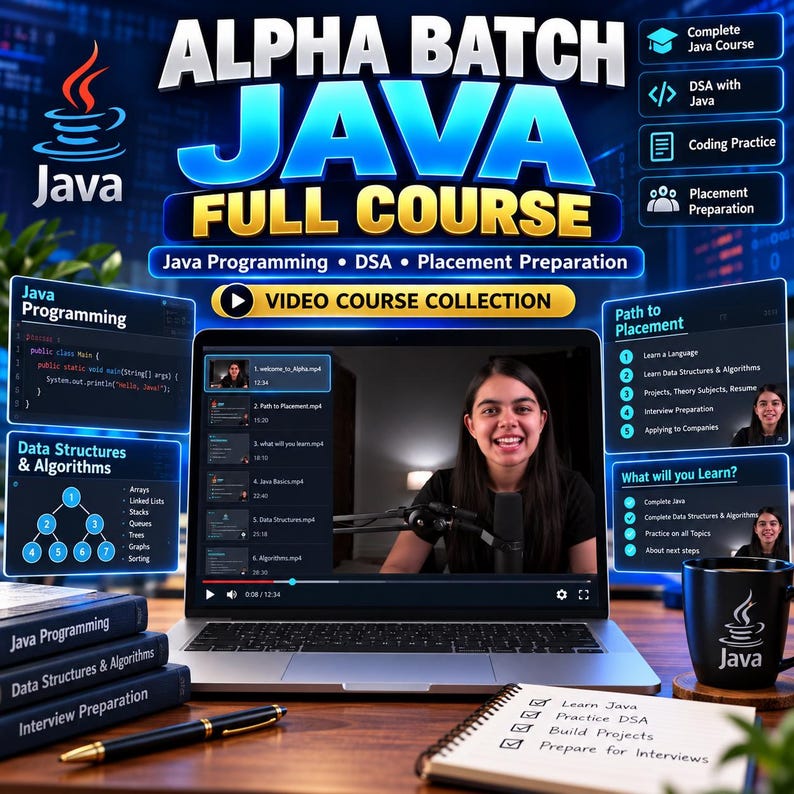 Java Programming Full Course | DSA, Coding Practice, Interview Prep (Digital Download)
