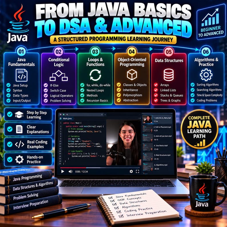 Complete Java-programmeercourse | DSA met Java-videotutorials | Voorbereiding op programmeerinterviews | Java van beginner tot gevorderd niveau | Digitale download afbeelding 7